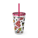 Sunsplash 16oz Heart Pattern Tumbler with Straw