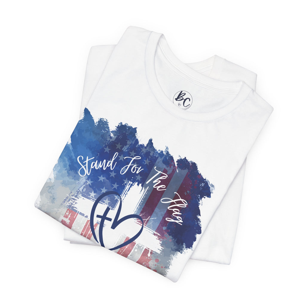 Patriotic Christian Tee - "Stand For The Flag, Kneel For The Cross"