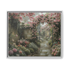Framed Canvas Print – Secret Garden Archway Floral Landscape