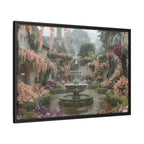 Mediterranean Garden Fountain Canvas — Framed Matte Wall Art
