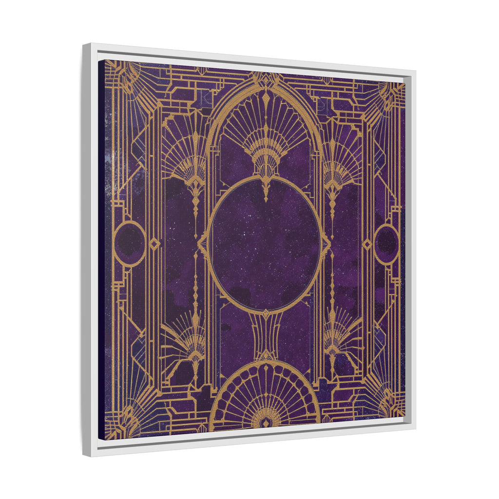 Art Deco Purple Gold Framed Canvas Wall Art