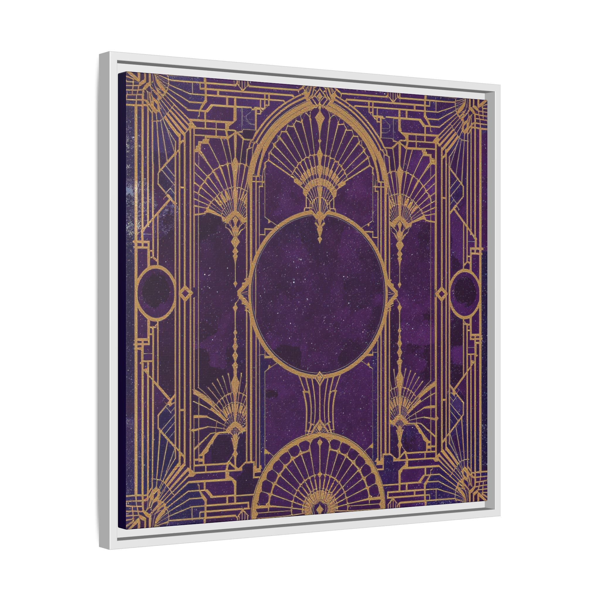 Art Deco Purple Gold Framed Canvas Wall Art