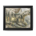 Framed Matte Canvas Print – Cottage Garden Pathway in Soft Floral Hues