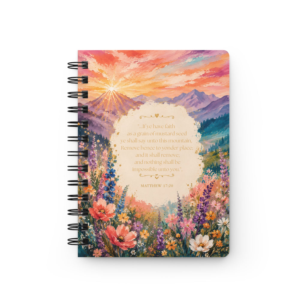 Floral Sunrise Scripture Journal — Matthew 17:20 Spiral Notebook