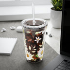 Daisy Floral 16oz Tumbler with Straw — Clear Sunlit Daisy Print