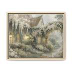 Framed Matte Canvas Print – Cottage Garden Pathway in Soft Floral Hues