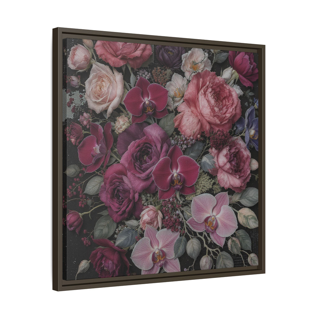 Framed Floral Canvas Print — Dark Romantic Bouquet Wall Art