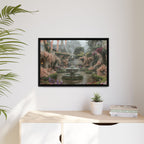 Mediterranean Garden Fountain Canvas — Framed Matte Wall Art