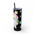 Unicorn Skinny Tumbler 20oz — Cute Pastel Rainbow Unicorn with Straw
