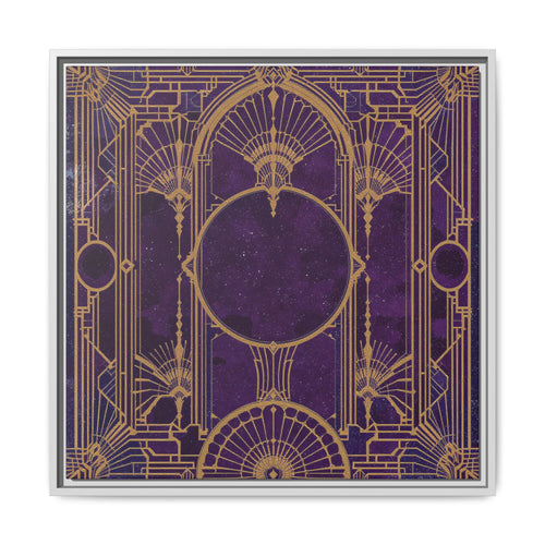 Art Deco Purple Gold Framed Canvas Wall Art