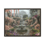 Mediterranean Garden Fountain Canvas — Framed Matte Wall Art