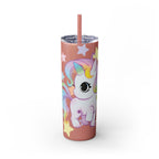 Unicorn Skinny Tumbler 20oz — Cute Pastel Rainbow Unicorn with Straw