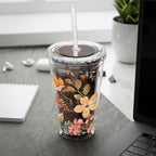 Floral Sunsplash 16oz Tumbler with Straw — Watercolor Wildflower Drink Cup