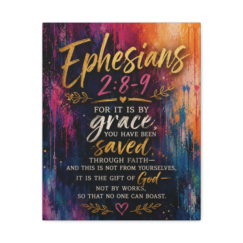 Grace in Color™ – Ephesians 2:8–9 | Contemporary Christian Scripture Canvas