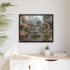 Mediterranean Garden Fountain Canvas — Framed Matte Wall Art