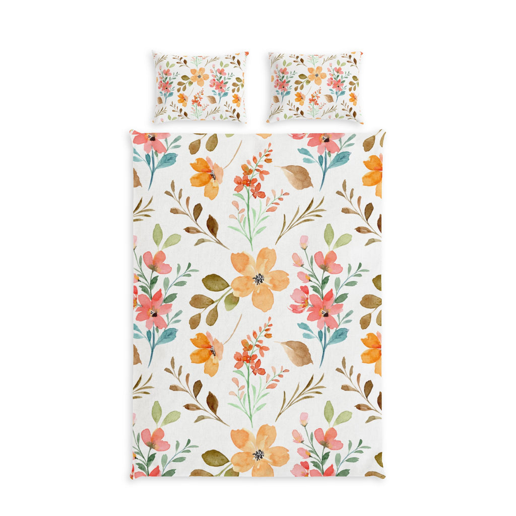 Floral Cotton Bed Set – Watercolor Wildflower Duvet Cover & Pillowcases