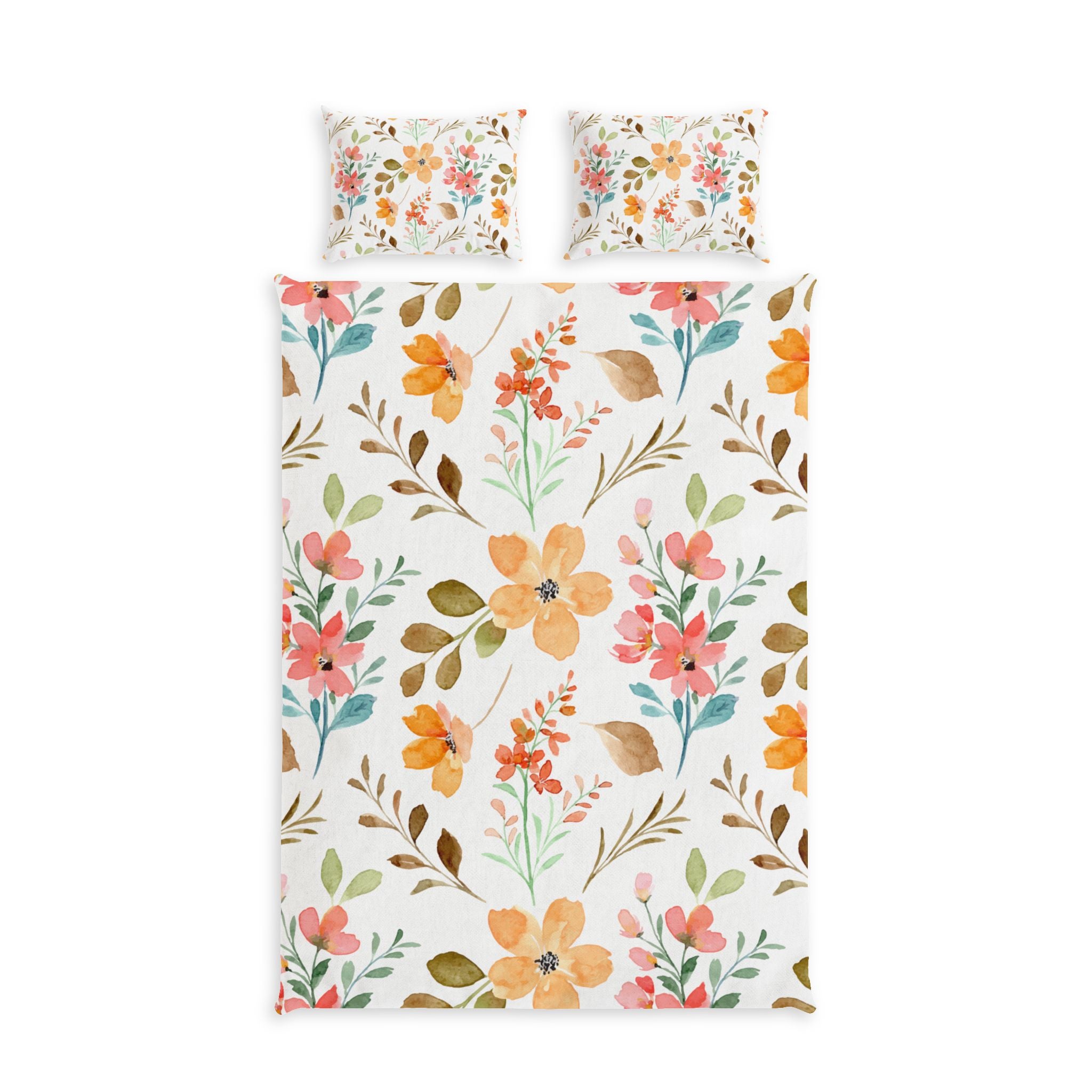 Floral Cotton Bed Set – Watercolor Wildflower Duvet Cover & Pillowcases