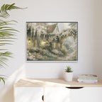 Framed Matte Canvas Print – Cottage Garden Pathway in Soft Floral Hues