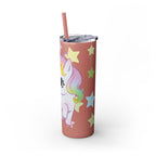 Unicorn Skinny Tumbler 20oz — Cute Pastel Rainbow Unicorn with Straw