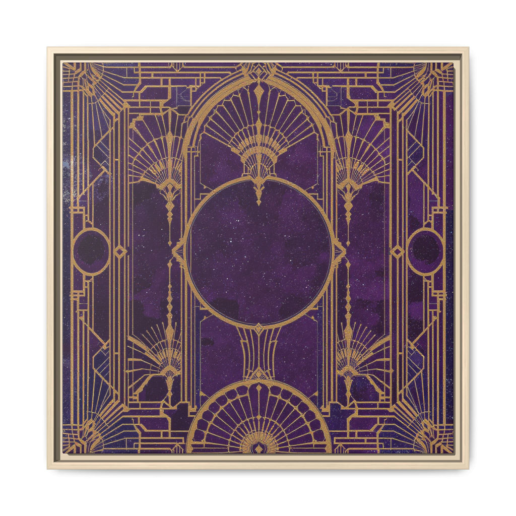 Art Deco Purple Gold Framed Canvas Wall Art
