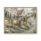 Framed Matte Canvas Print – Cottage Garden Pathway in Soft Floral Hues