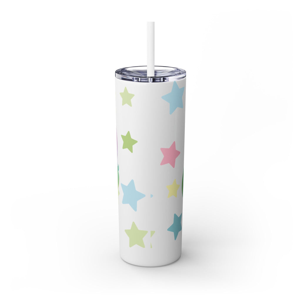 Unicorn Skinny Tumbler 20oz — Cute Pastel Rainbow Unicorn with Straw