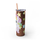 Unicorn Skinny Tumbler 20oz — Cute Pastel Rainbow Unicorn with Straw