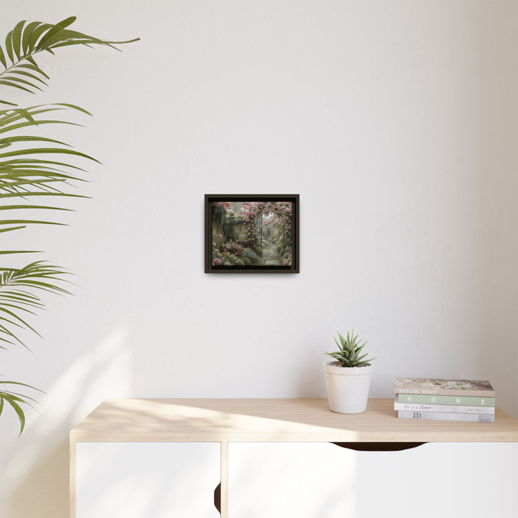 Framed Canvas Print – Secret Garden Archway Floral Landscape