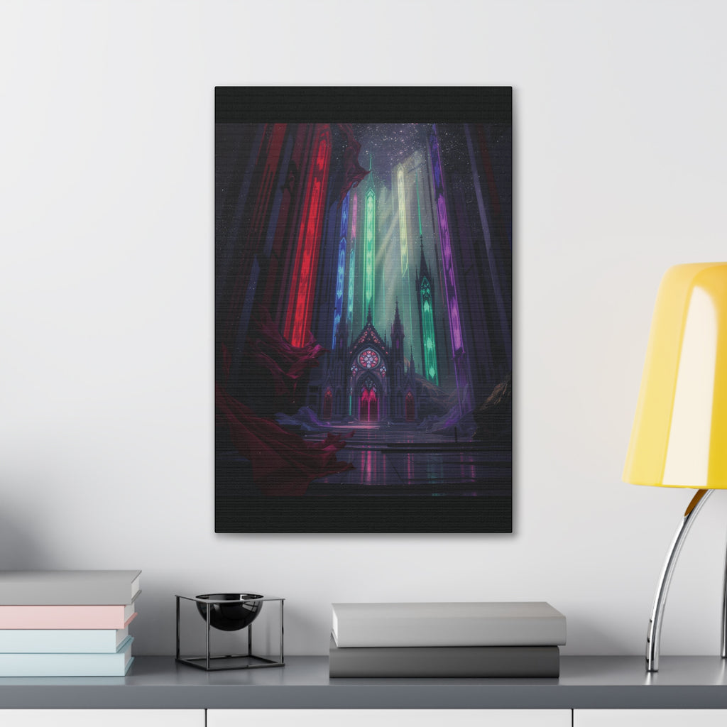 Mystic Cathedral Canvas Print — Stained Glass Light Wall Art