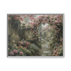 Framed Canvas Print – Secret Garden Archway Floral Landscape