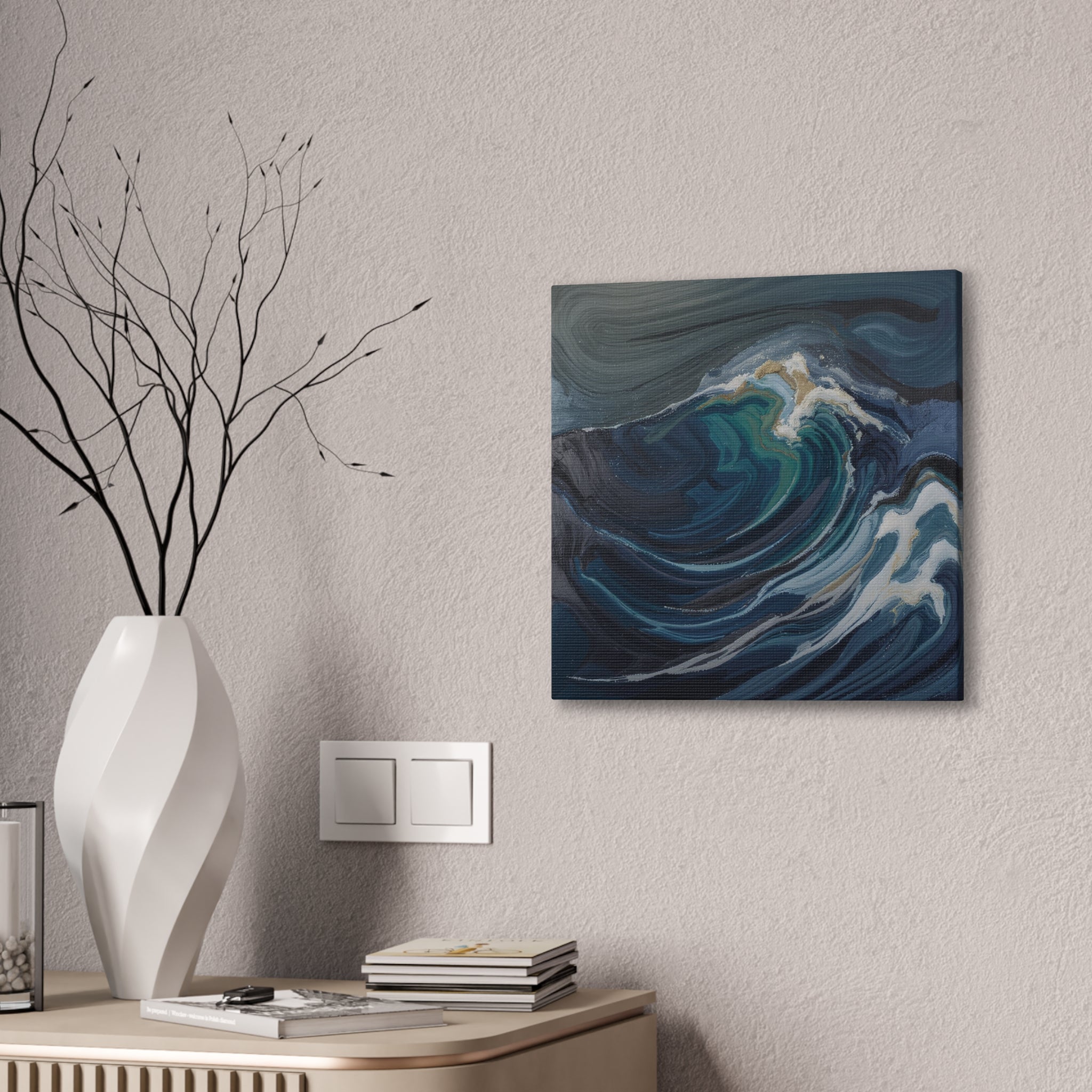 Ocean Wave Abstract Canvas Wall Art - Stretched 0.75"