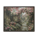 Framed Canvas Print – Secret Garden Archway Floral Landscape