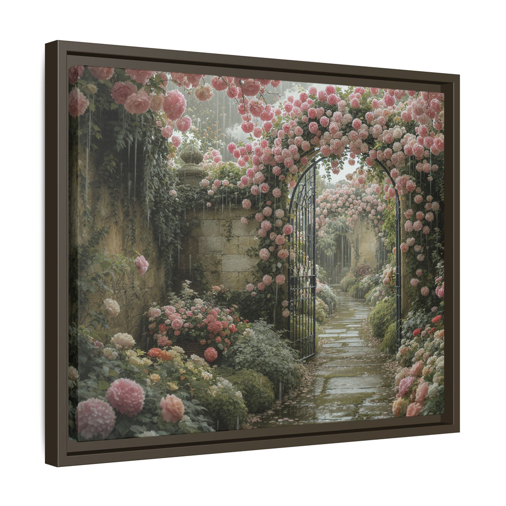 Framed Canvas Print – Secret Garden Archway Floral Landscape