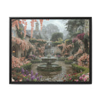 Mediterranean Garden Fountain Canvas — Framed Matte Wall Art