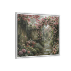 Framed Canvas Print – Secret Garden Archway Floral Landscape