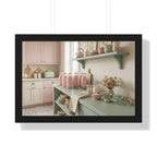 “Strawberry Milk Kitchen Aesthetic” Framed Poster: Pastel Kitchen Wall Art | Strawberry Milk Aesthetic Still Life Print | Soft Retro Home Decor