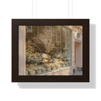 “Golden Hour Flower Boutique” Framed Poster: Pastel Flower Shop Wall Art | Soft Boutique Street Photography Print | Cozy European Aesthetic Decor