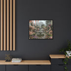 Mediterranean Garden Fountain Canvas — Framed Matte Wall Art