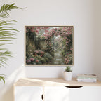 Framed Canvas Print – Secret Garden Archway Floral Landscape