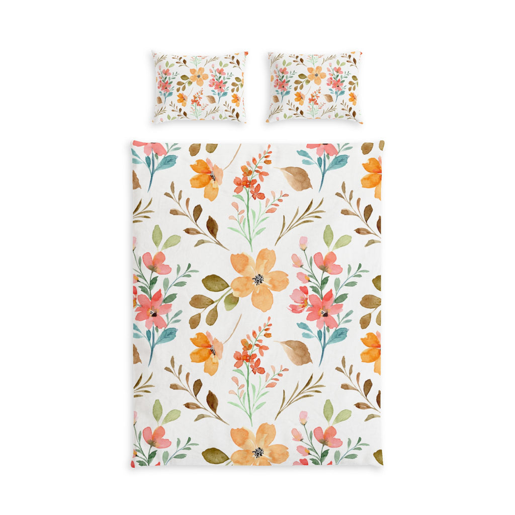 Floral Cotton Bed Set – Watercolor Wildflower Duvet Cover & Pillowcases