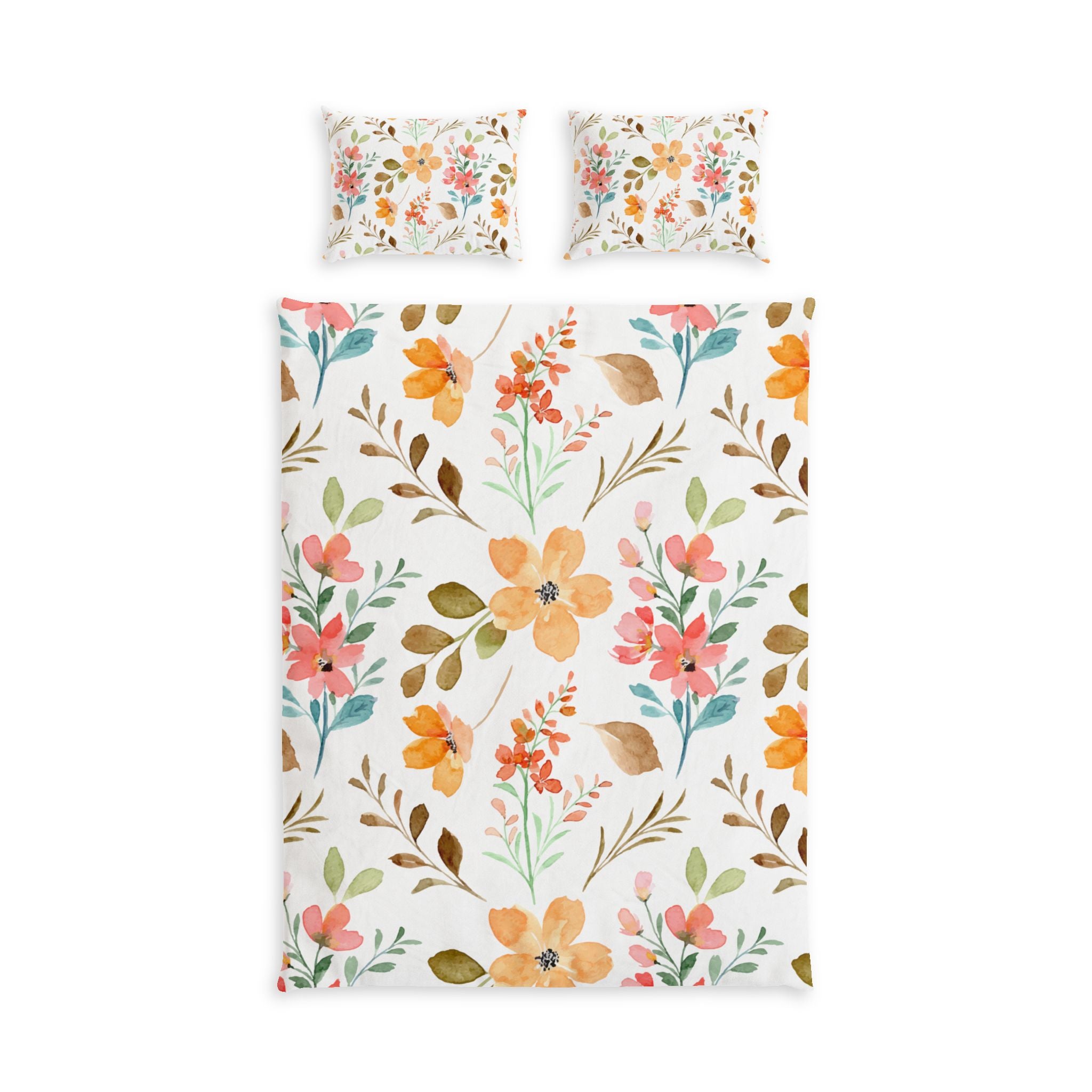 Floral Cotton Bed Set – Watercolor Wildflower Duvet Cover & Pillowcases