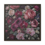 Framed Floral Canvas Print — Dark Romantic Bouquet Wall Art