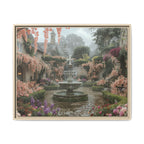 Mediterranean Garden Fountain Canvas — Framed Matte Wall Art