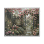 Framed Canvas Print – Secret Garden Archway Floral Landscape