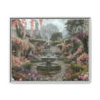 Mediterranean Garden Fountain Canvas — Framed Matte Wall Art