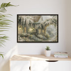 Framed Matte Canvas Print – Cottage Garden Pathway in Soft Floral Hues