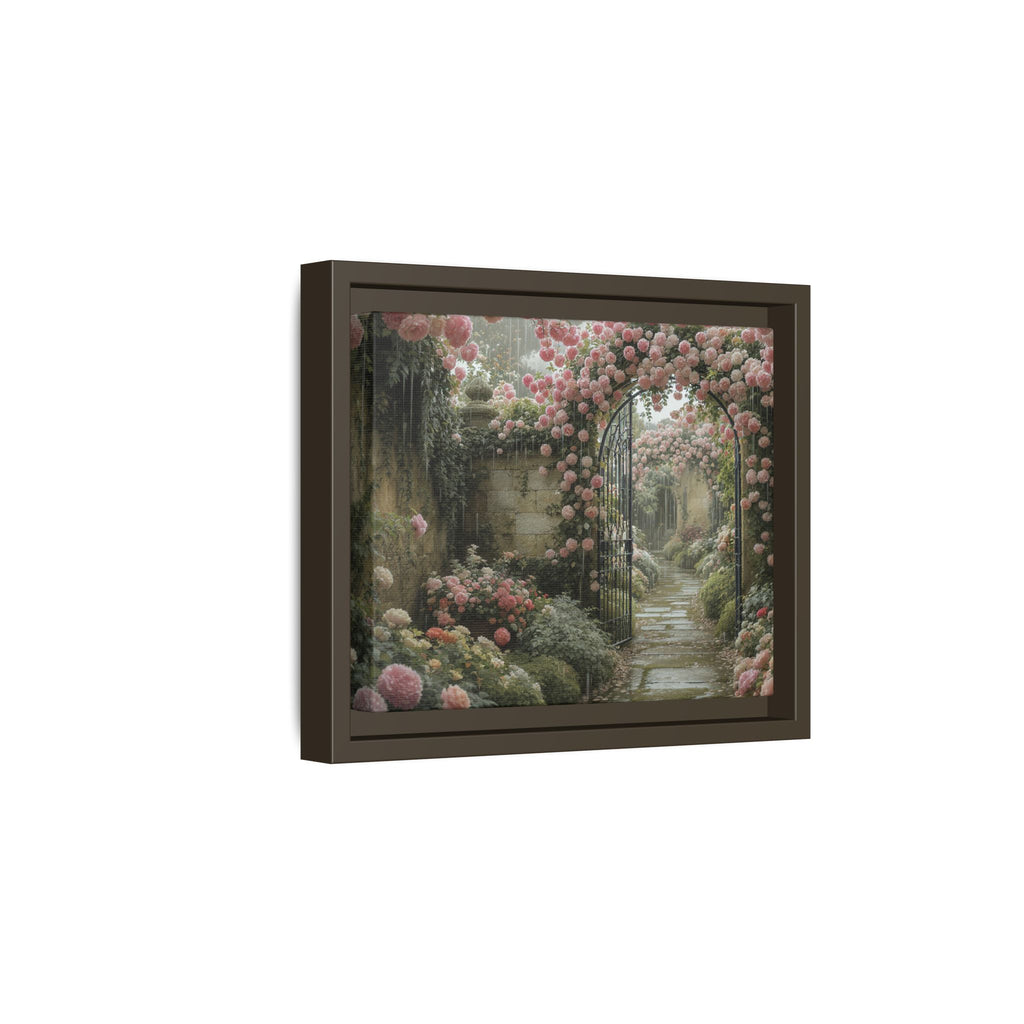 Framed Canvas Print – Secret Garden Archway Floral Landscape