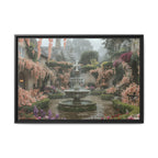Mediterranean Garden Fountain Canvas — Framed Matte Wall Art