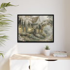 Framed Matte Canvas Print – Cottage Garden Pathway in Soft Floral Hues