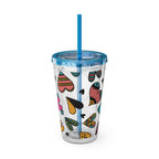 Sunsplash 16oz Heart Pattern Tumbler with Straw